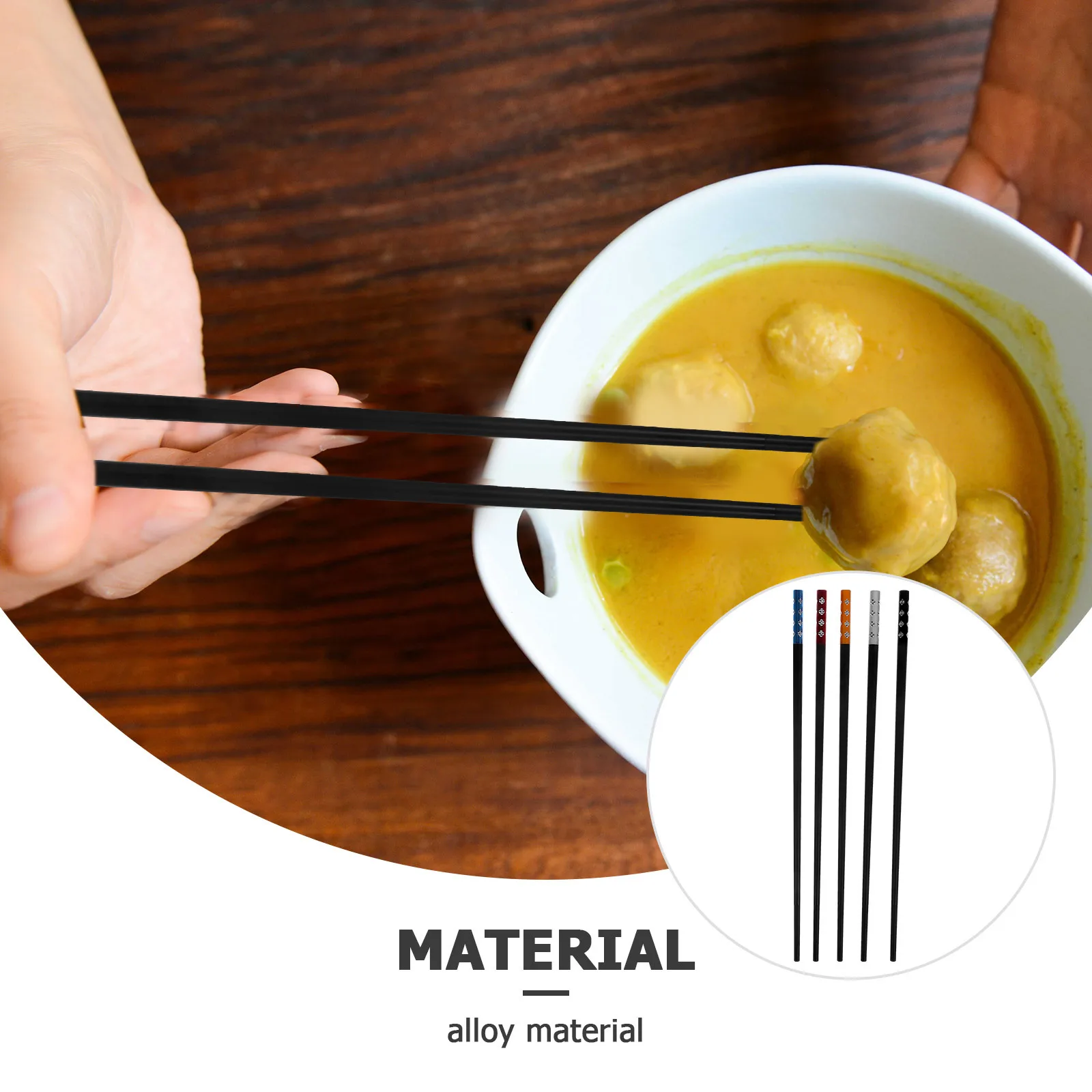 

Alloy Chopsticks Chinese Style Reusable Non-Slip For Home Hotel Sushi Noodle Eating Long Smooth Safe Kids Adults