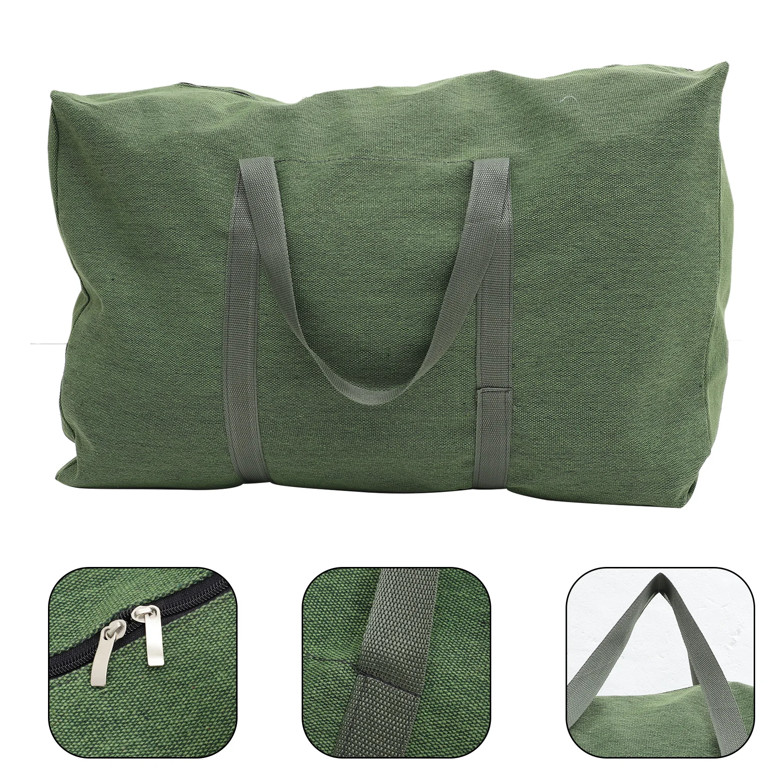 

1pc Large Capacity Travel Duffle Bag Olive Green Canvas Luggage For Weekender Sports Storage Household Quilt Bag