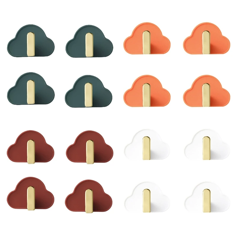 

Creative Cloud Shape Hanging Hooks 4Pcs Self Adhesive Storage Hanger for Home Kitchen Bedroom Bathroom Towel Bag Organize Holder