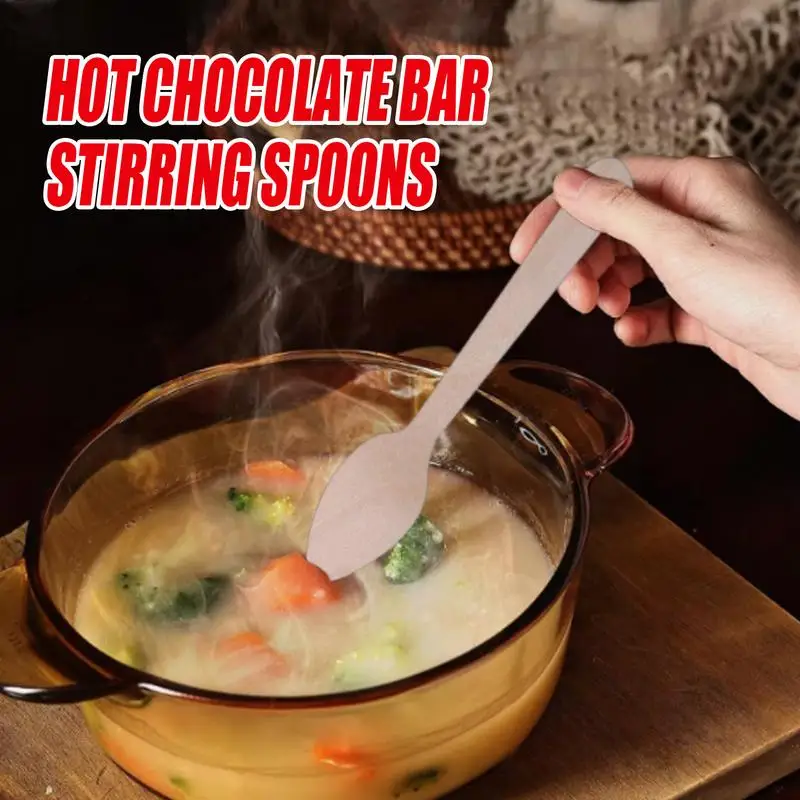 Wooden Spoons for Hot Chocolate Wooden Spoons Hot Cocoa Spoons Wooden Cutlery Spoons 100x Marshmallow Candy Cane Spoons for Hot