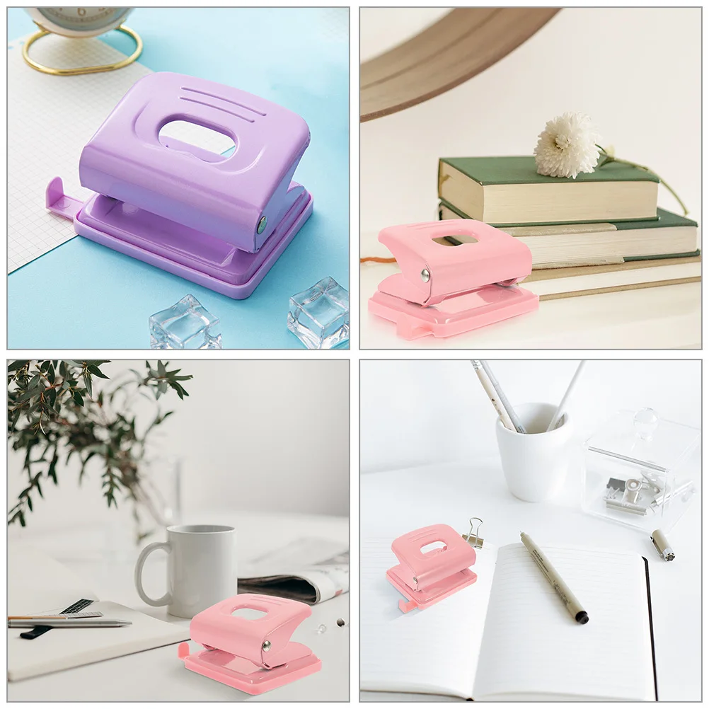 2Pcs Compact Hole Puncher for Paper Sheets Lightweight 2-Hole Punch Tool Ideal for School Office DIY Art Projects