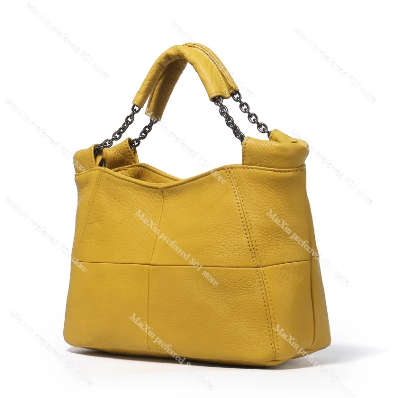 Portable leather Bag first layer cowhide women's bag chain bag women