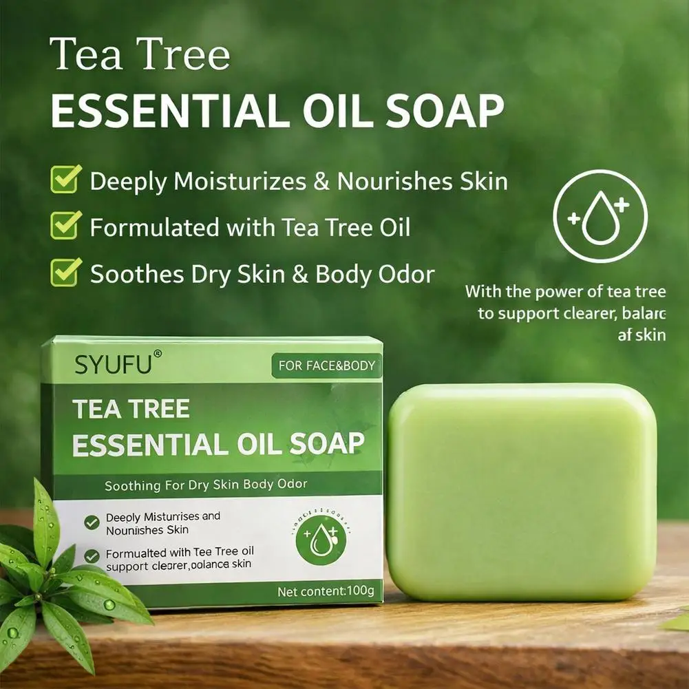 

Green Tea Tree Essential Oil Soap Natural Foot & Body Soaps,Gentle Exfoliating Bar Soap for Men Women Deep Cleaning Skincare