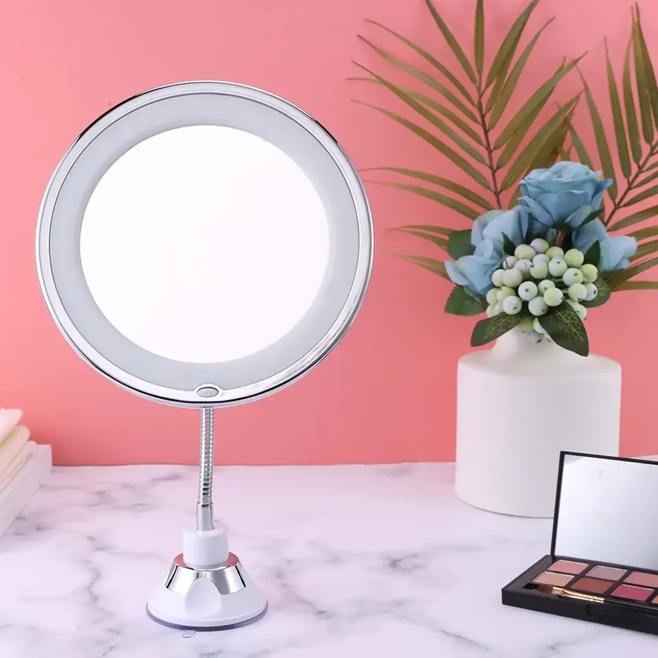 

Wall-Mounted Bathroom Vanity Mirrors 360 Degree Rotation Makeup Mirror with LED Light Illuminated Magnifying Tool Flexible