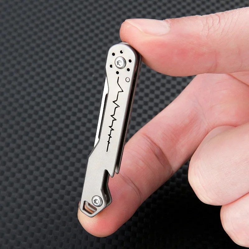 Titanium Alloy Mini Folding Knife With Bottle Opener Sharp EDC Keychain Portable Unboxing Unpacking Express Delivery Knife