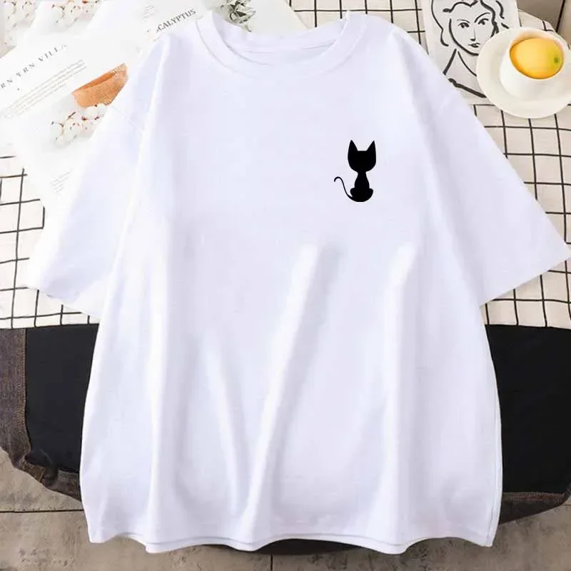 تي شيرت مطبوع عليه قطة تي شيرت صيفي رياضي للركض بأكمام قصيرة تي شيرت خارجي بأكمام غير رسمية ملابس هاراجوكو ملابس الشارع الشهير ملابس جمالية #1