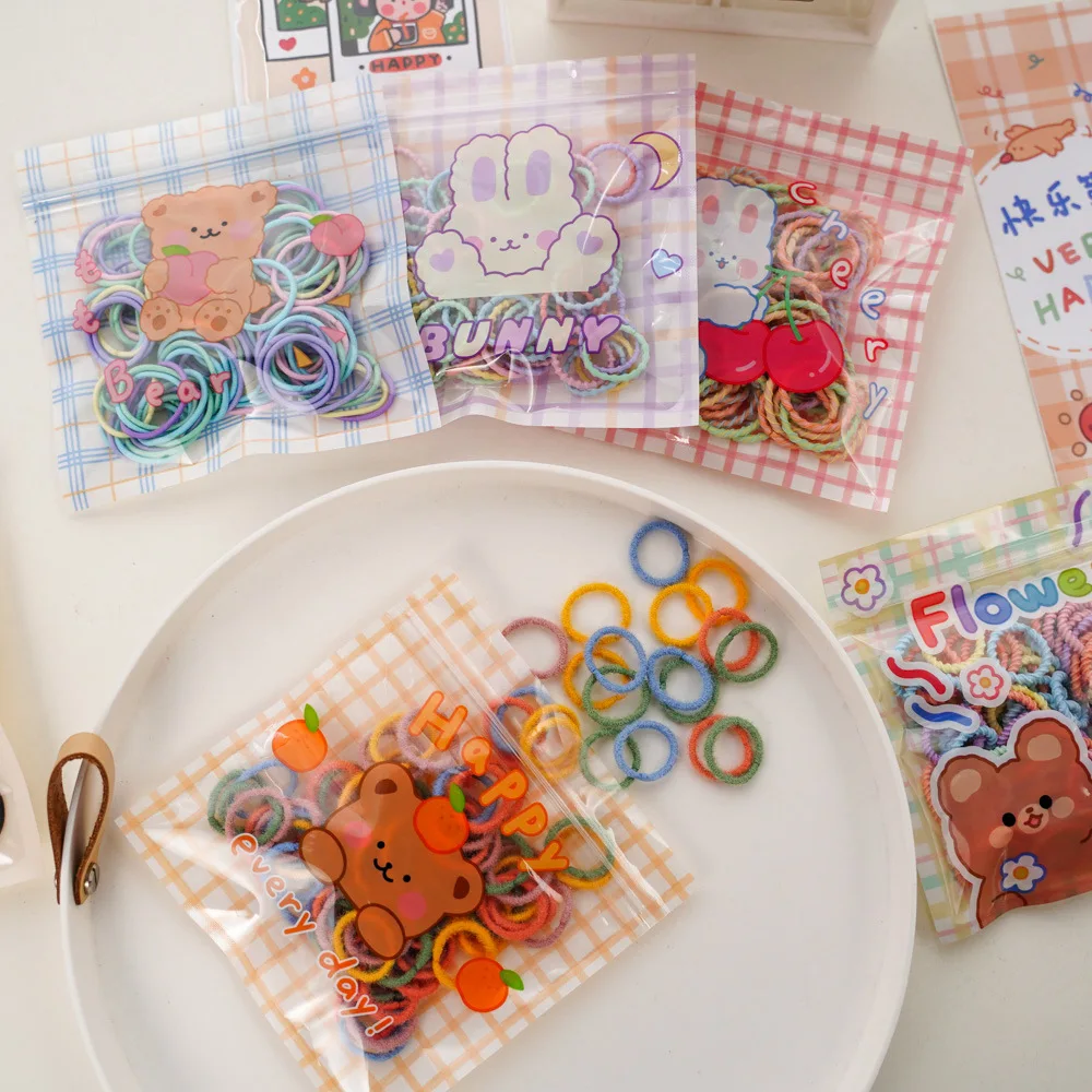 100 Pieces/Set Girls Colorful Non-Tangling Hair Small Rubber Bands Bright Color High Elasticity Cute Kids Hair Accessories