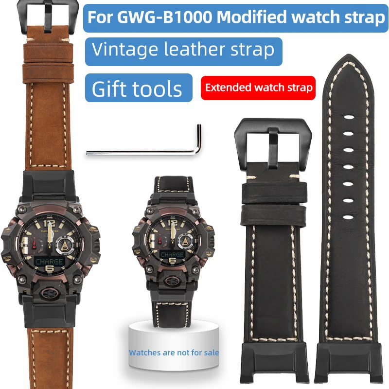 

For Casio G-SHOCK 5713 GWG-B1000-1A4 Big Mud King Third Generation Retro Leather Strap Men's Matte Bracelet Modified Watch Strap