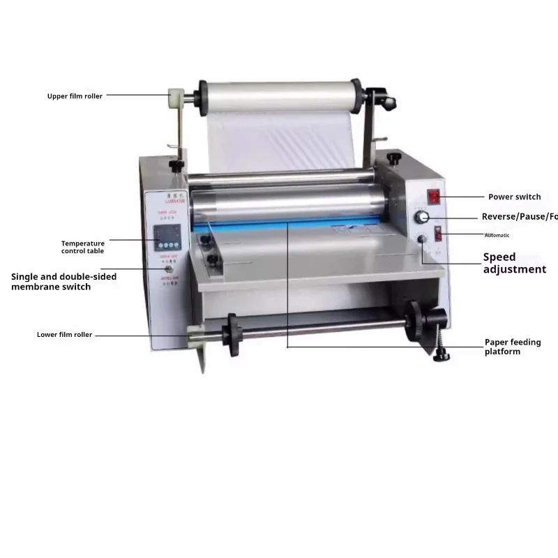 Cold Laminator Rolling Machine Single and Double Side Laminating Machine Adjustable Speed Steel Roll Laminating Machine DC-380