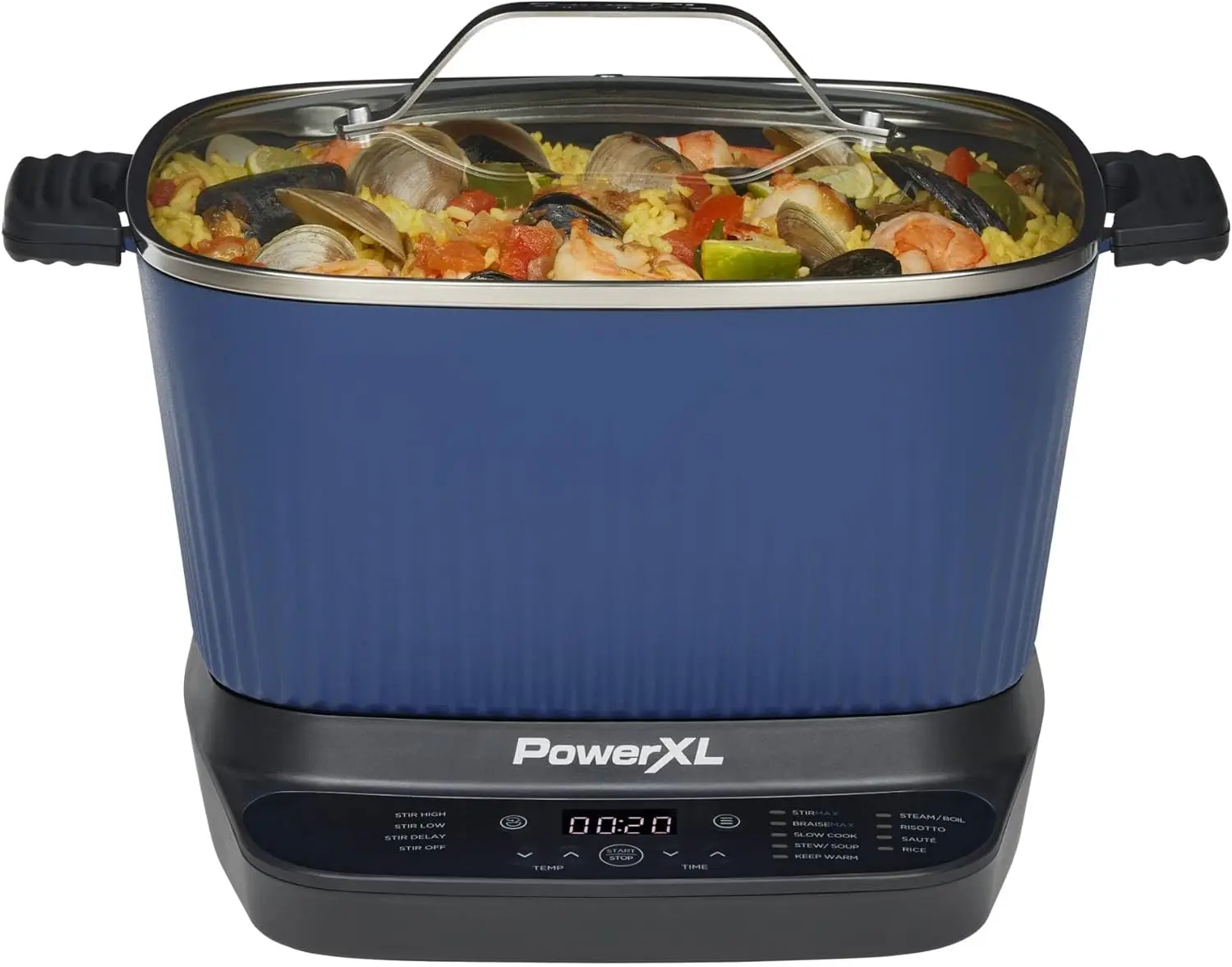 

STIRMAX Midnight Blue 7.5 Quart Digital Multi-Cooker with Automatic Paddle to Stir and Shred, 9 in 1 programmable presets to Sau
