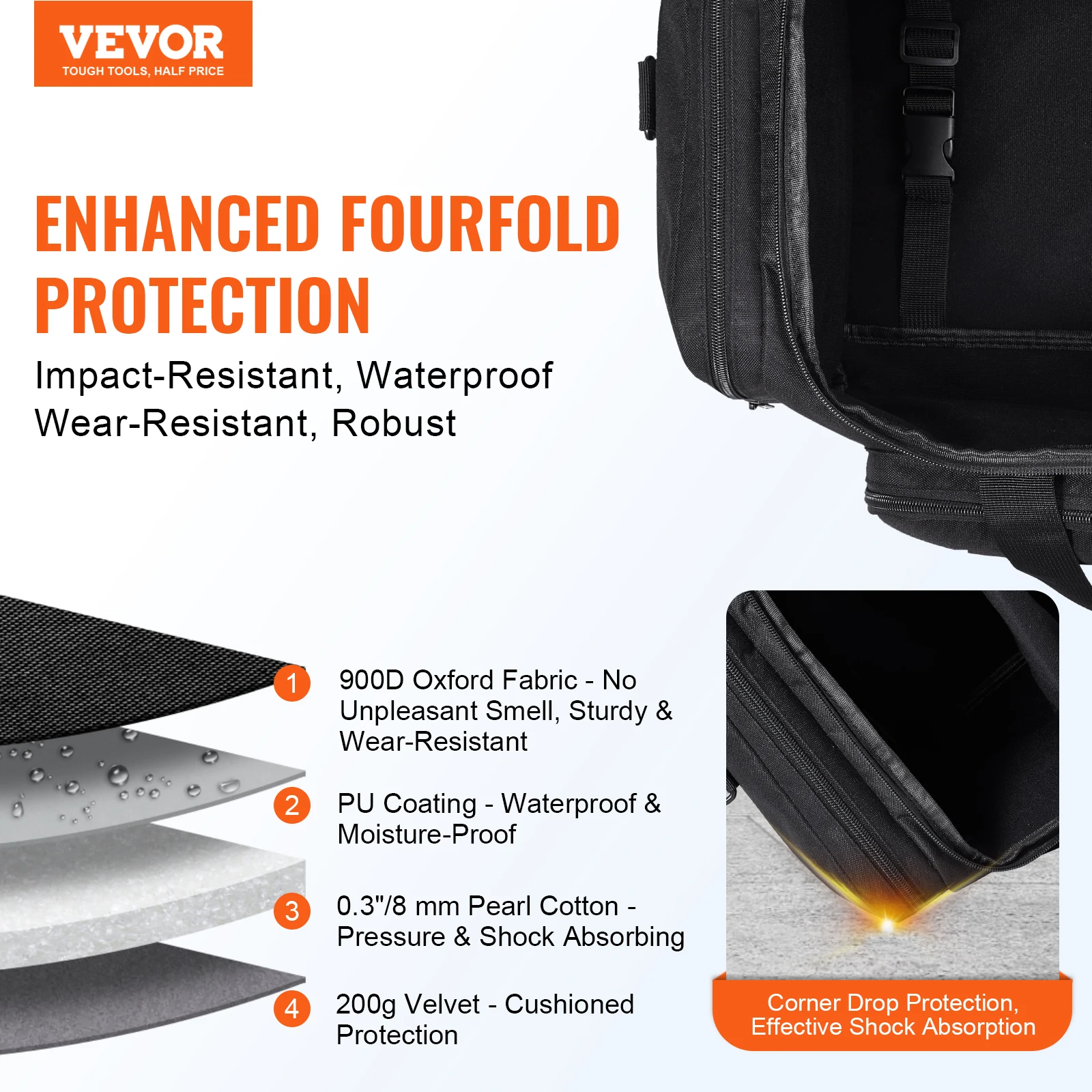 VEVOR Telescope Case 22in Shock-Absorb Telescope Storage Bag w/ Fixed Buckles Multi-Pocket & Detachable Divider for Telescope