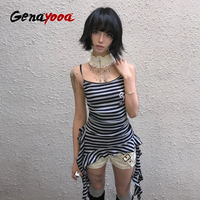 Genayooa Vintage Retro Tank Tops Women Striped Tshirts Sleeveless Y2k Japanese Camis Tank 2000s Aesthetic E-girls Grunge Tops