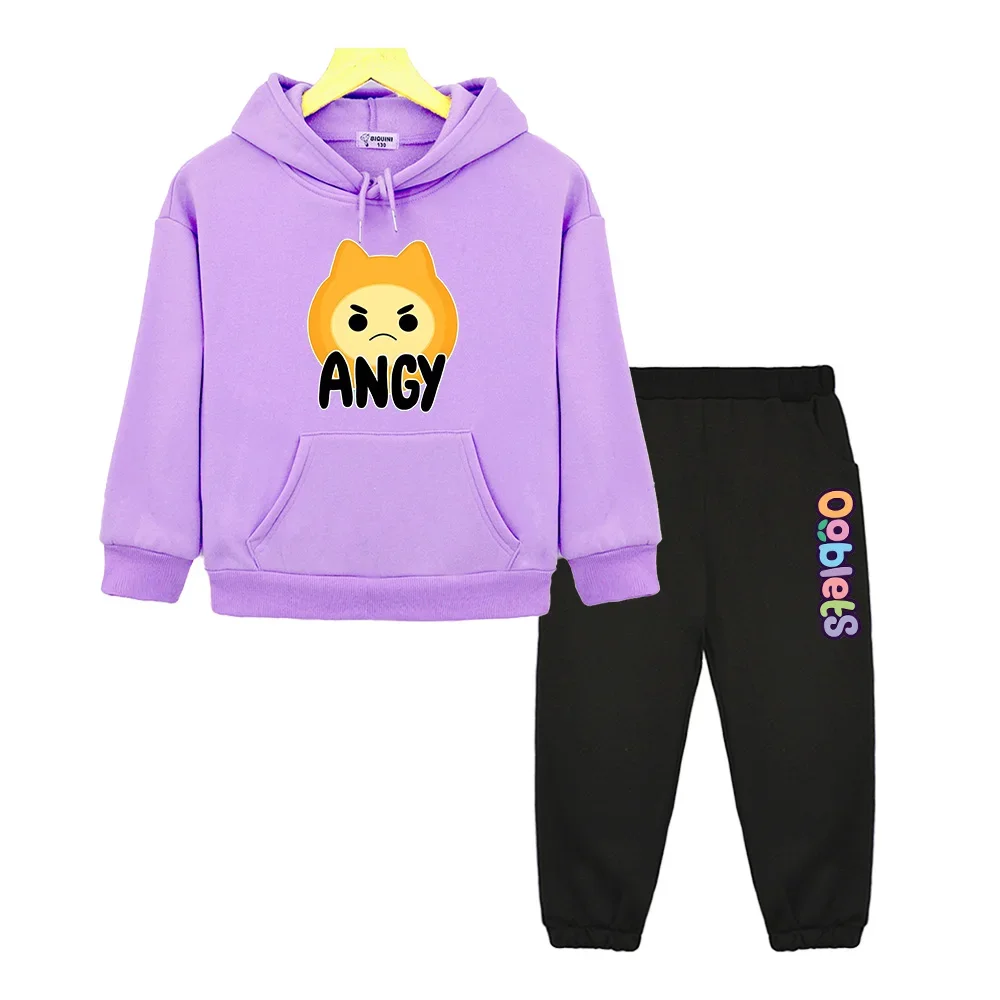 

Game Ooblets Hoodie and Pants Sets Autumn Boys Girls Cartoon Graphic Sweatshirts Winter Comfortable Hooded Pullovers Children