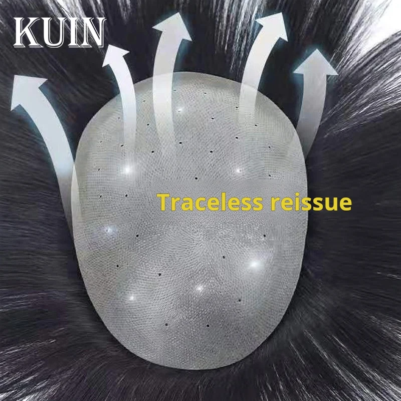 

Kuin Men Toupee Human Hair Replacement Systems Natural Hairpieces System Skin Wigs For Man Breathable Mens Capillary Prothesis