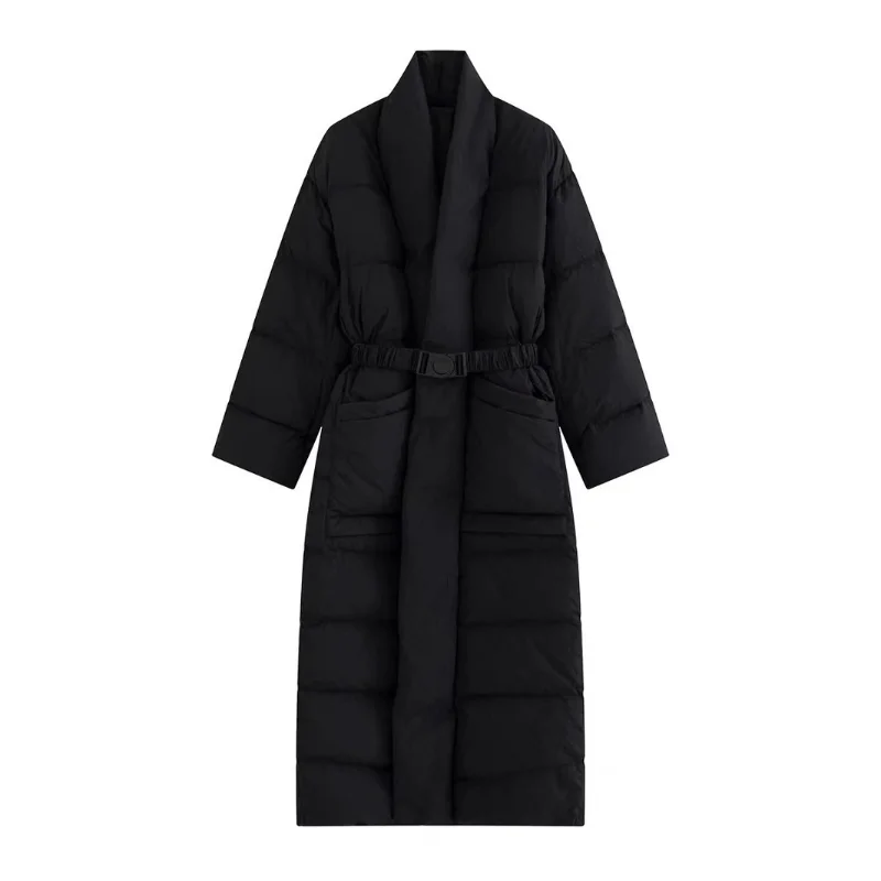 المرأة سترة طويلة أسفل 2025 خريف/شتاء عصري أنيق الخصر تحديد التخسيس طول الركبة سميكة معطف دافئ العصرية #6