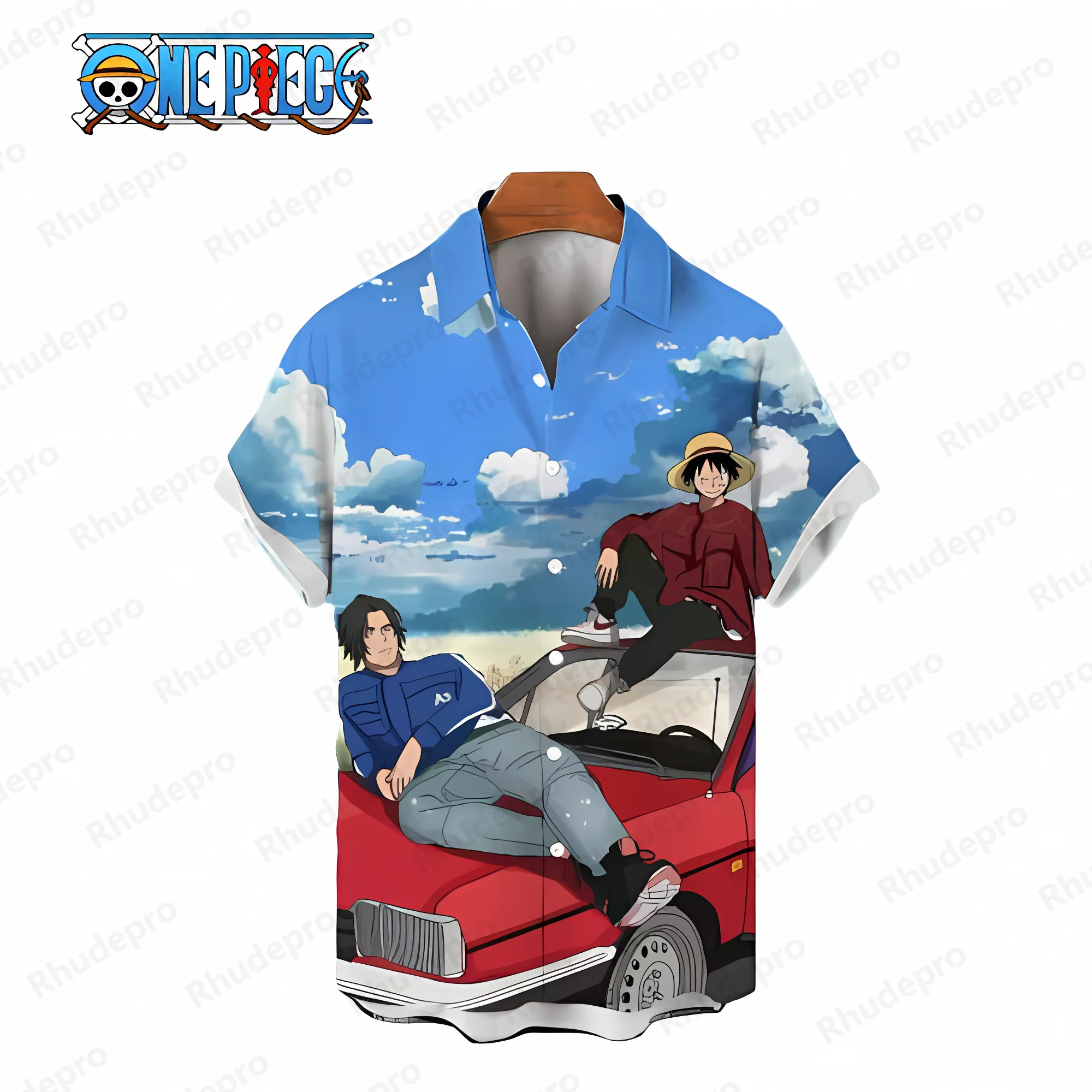 Men Clothes Monkey D Luffy HD Print Shirts Blouses Summer Social Shirt One Piece Streetwear Blouse Zoro Elegant Man Oversized