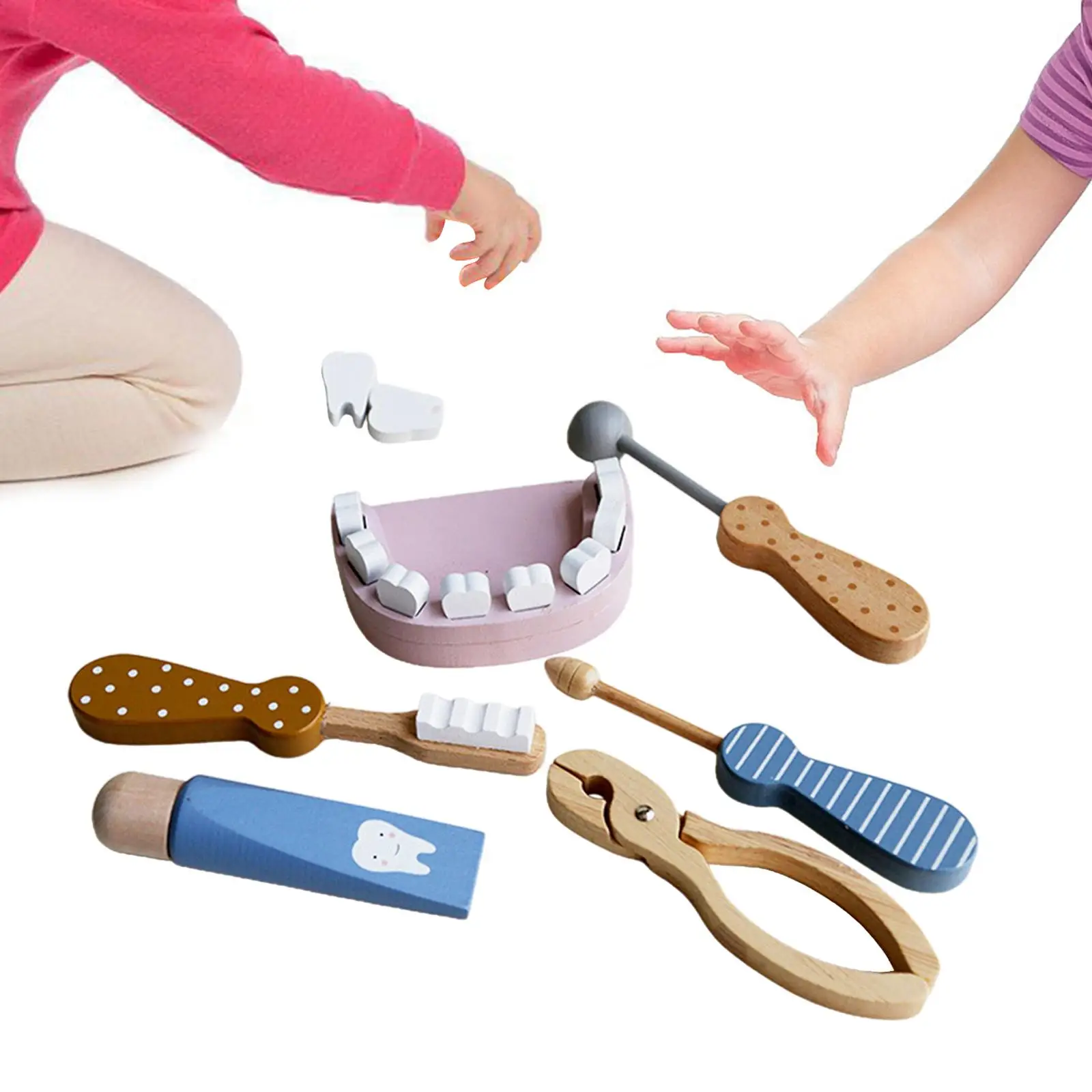 Jouets de docteur en bois pour enfants d'âge alth, jouets Montessori pour enfants âgés de 3 ans et plus, cadeau de fête de vacances, 6 pièces