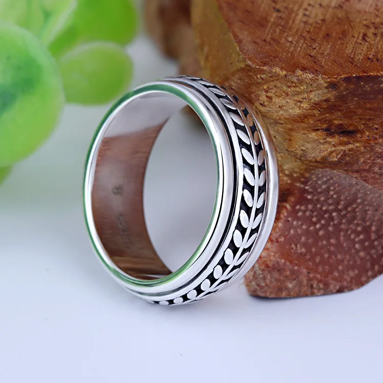 خاتم رجالي عربي متحرك من الفضة الإسترليني عيار 925 بنمط جديد #2