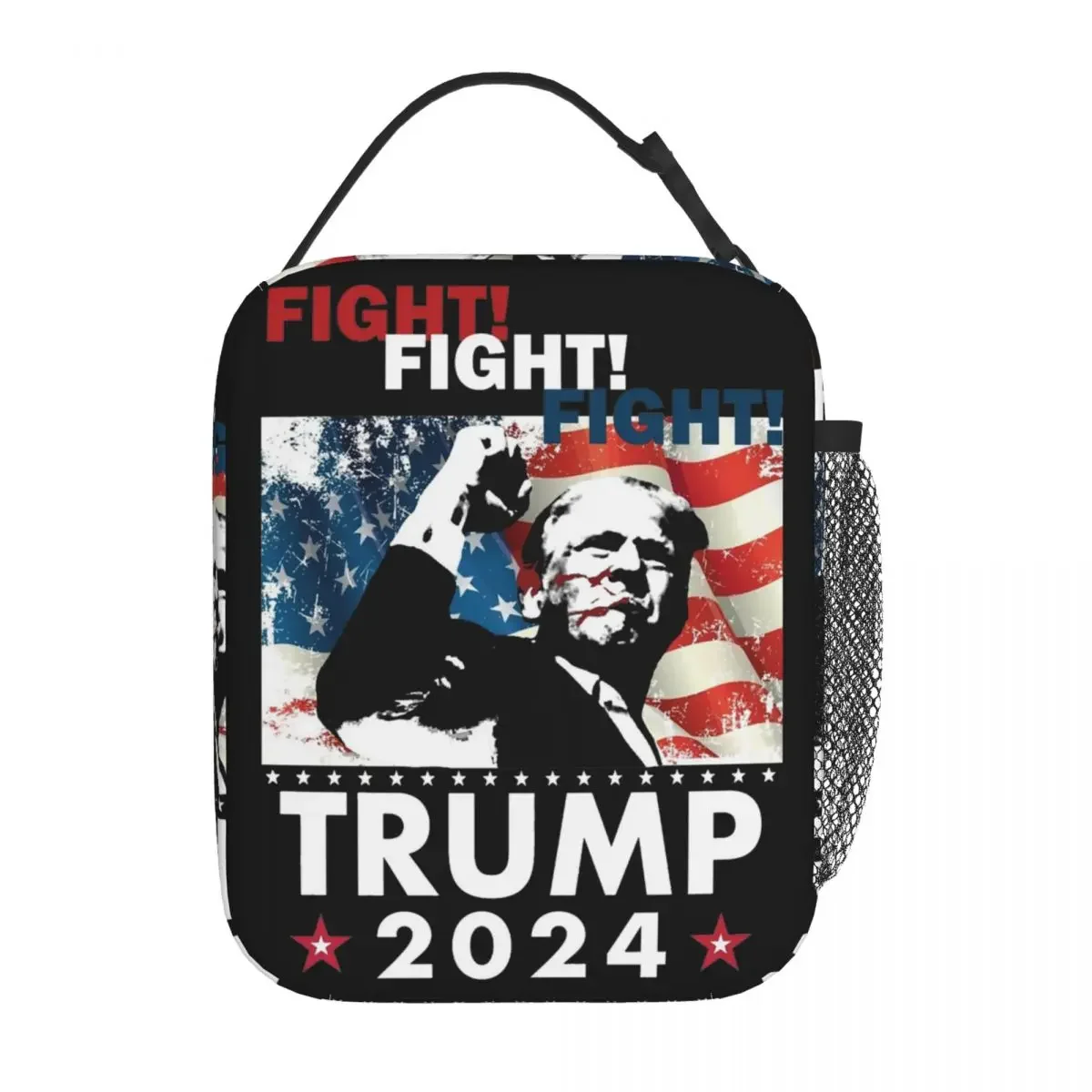 Insulated Lunch Boxes Fight Fight Fight Trump 2024 Merch Donald Trump Shot Storage Food Box Cooler Thermal Bento Box For School