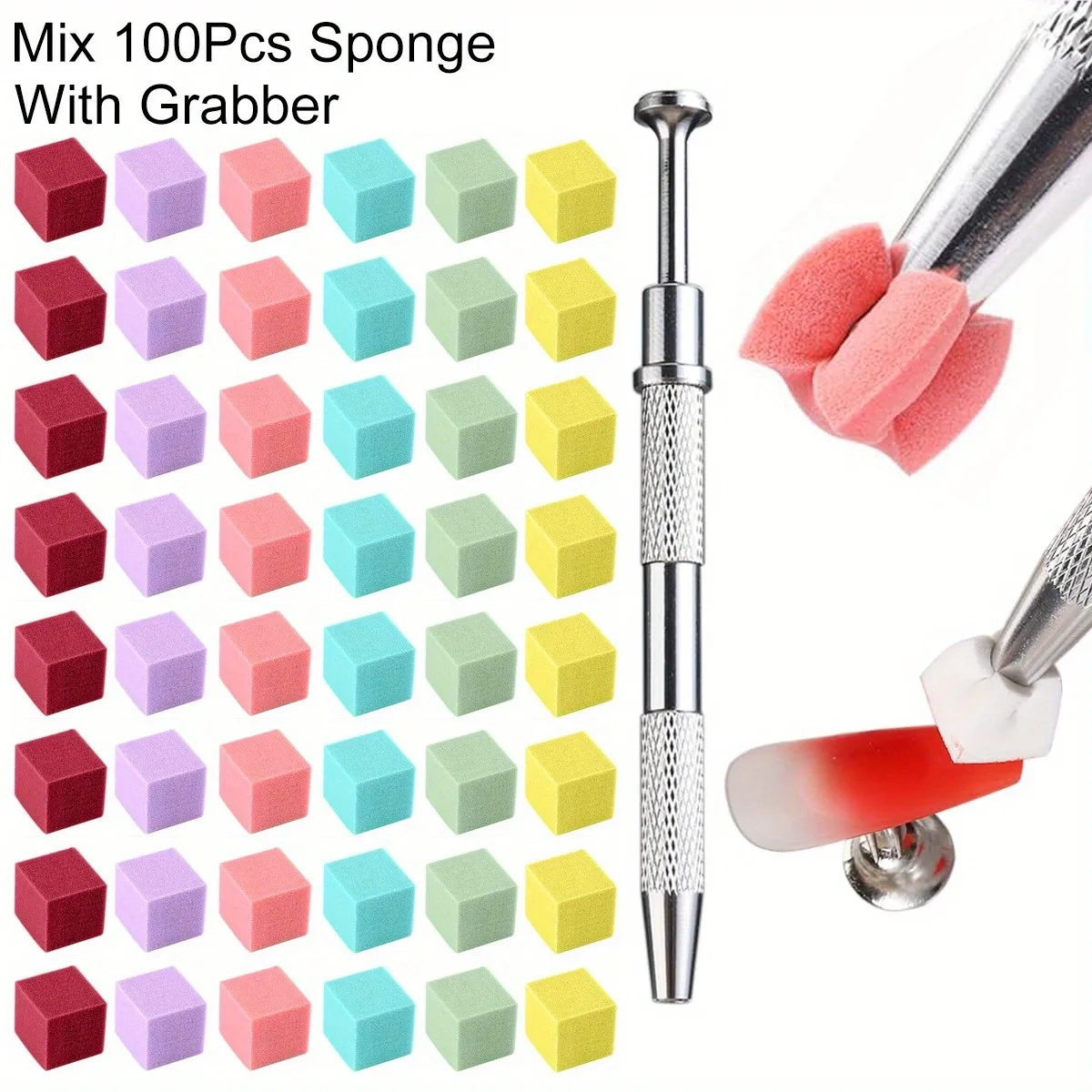 1/50/100Pcs Square Nail Art Sponge Set Gradient Nail Brushes Gel Polish Design Nail Sponge Grab Pen Manicure Decoration Accessor