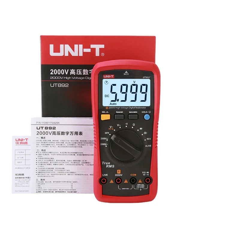 Digital Multimeter, True Rms Meter, NCV Voltage Tester, 2000V Multimeter, Live Wire Detector, Capacitance Frequency Meter