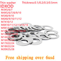 10-100pcs M3 M4 M5 M6 M7 M8 M9 To M30 Stainless steel Ultra thin Flat precision Adjusting Washer gasket shim  0.1 0.2 0.3 0.5mm