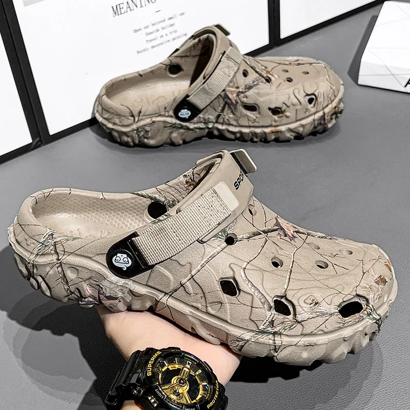 Herren-Hausschuhe, Hochwertige Klassische Outdoor-Anti-Rutsch-Gartenschuhe, Leichte Modische Freizeitsandalen für Männer mit Plateau-Sohle
