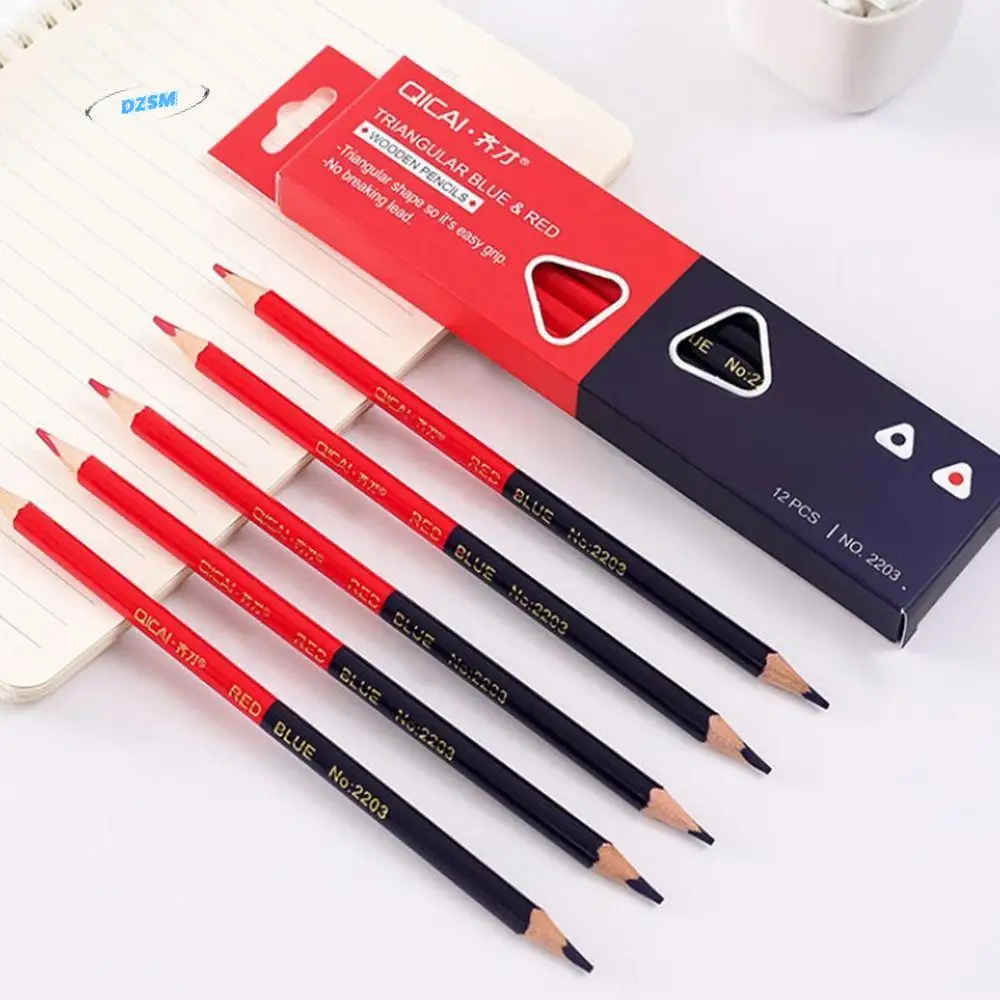 

12pcs/set Wooden Writing Red&Blue Double Head Pencil Drawing Marking Hand Builders Joiners Tool Colored Pencil Graphics