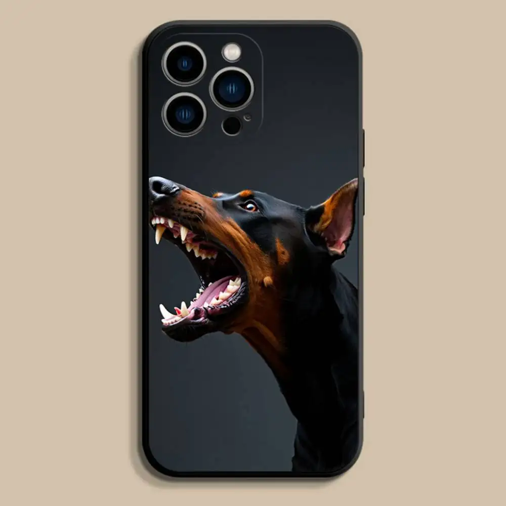 Чехол для телефона Cool D-Doberman D-Dog для iPhone 17,16,15,14,13,12,Pro,Max,Plus,E,SE4,Air,Mini,черный мягкий чехол