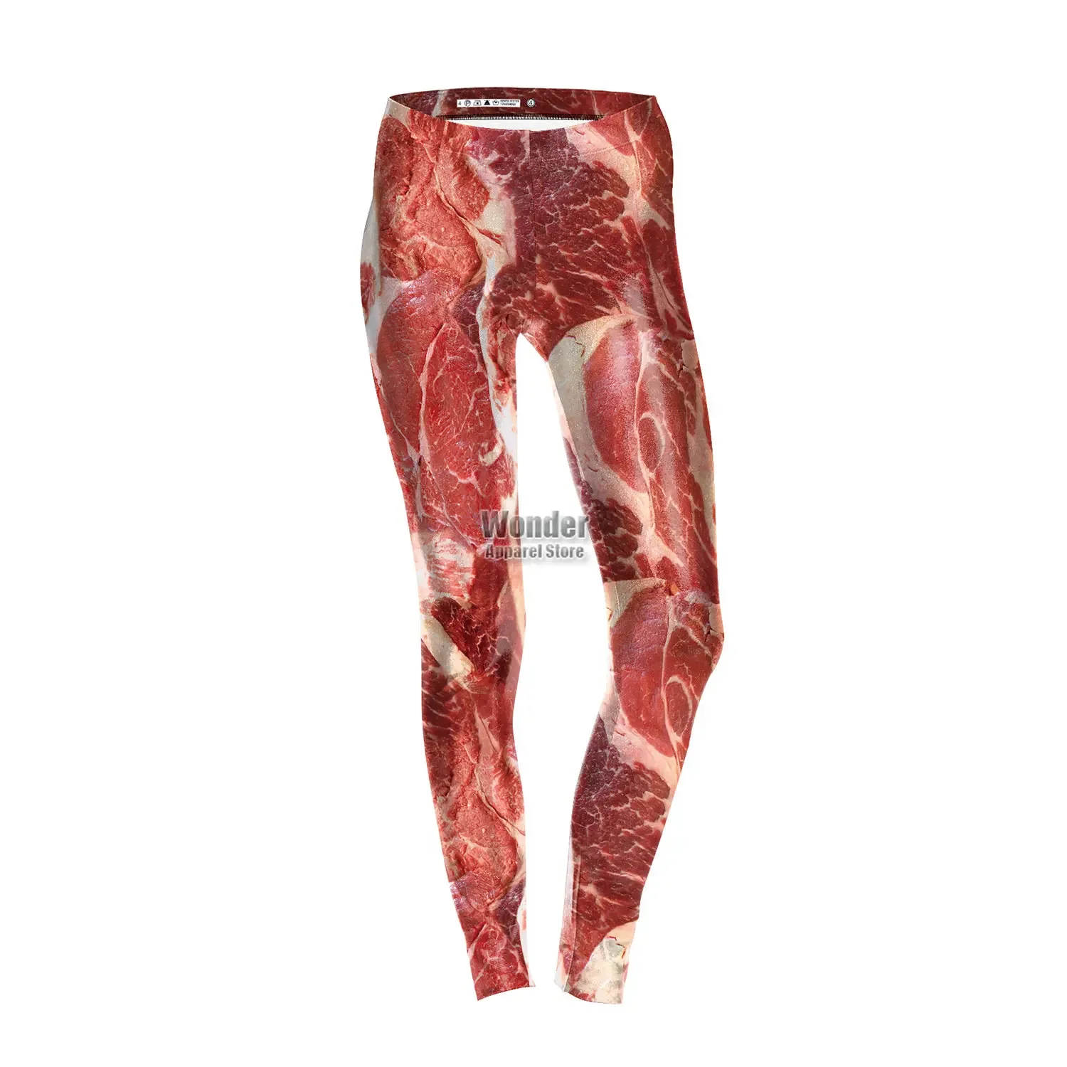 Women Sashimi Sliced Meat Beef Pork 3D Printed Fitness Elastic Pants Leggings Halloween Sleeveless Dress Party Cosplay Costume