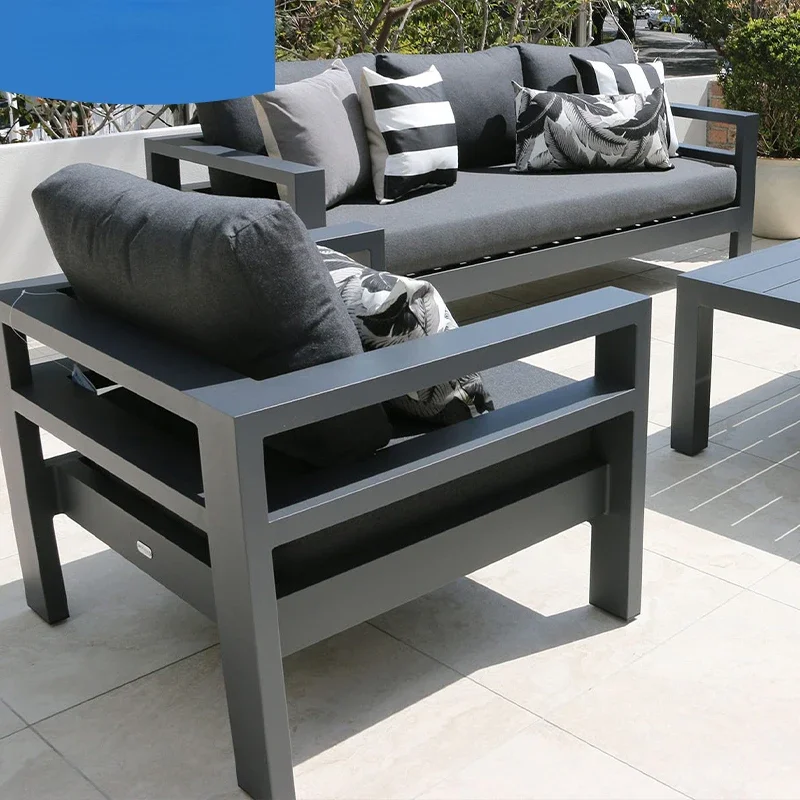 Nordic outdoor sofa combination aluminum alloy courtyard coffee table sunscreen waterproof modern simple corner