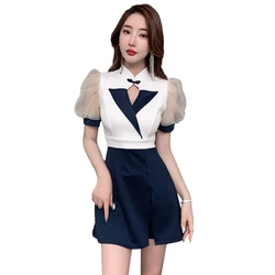 Foot Bath Work Clothes Transparent Lace Panels Sexy Dress Spa Massage Technician Costume Beautician Women Hotel Bar Uniform