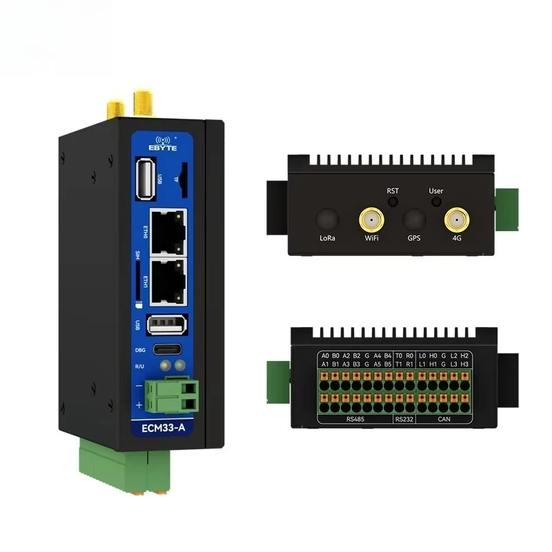 ECM33-A06 T536 Industrial Edge Computer Dual Gigabit Ethernet WIFI  RJ45 RS232 RS485 CAN FD DC9-36V CDSENET