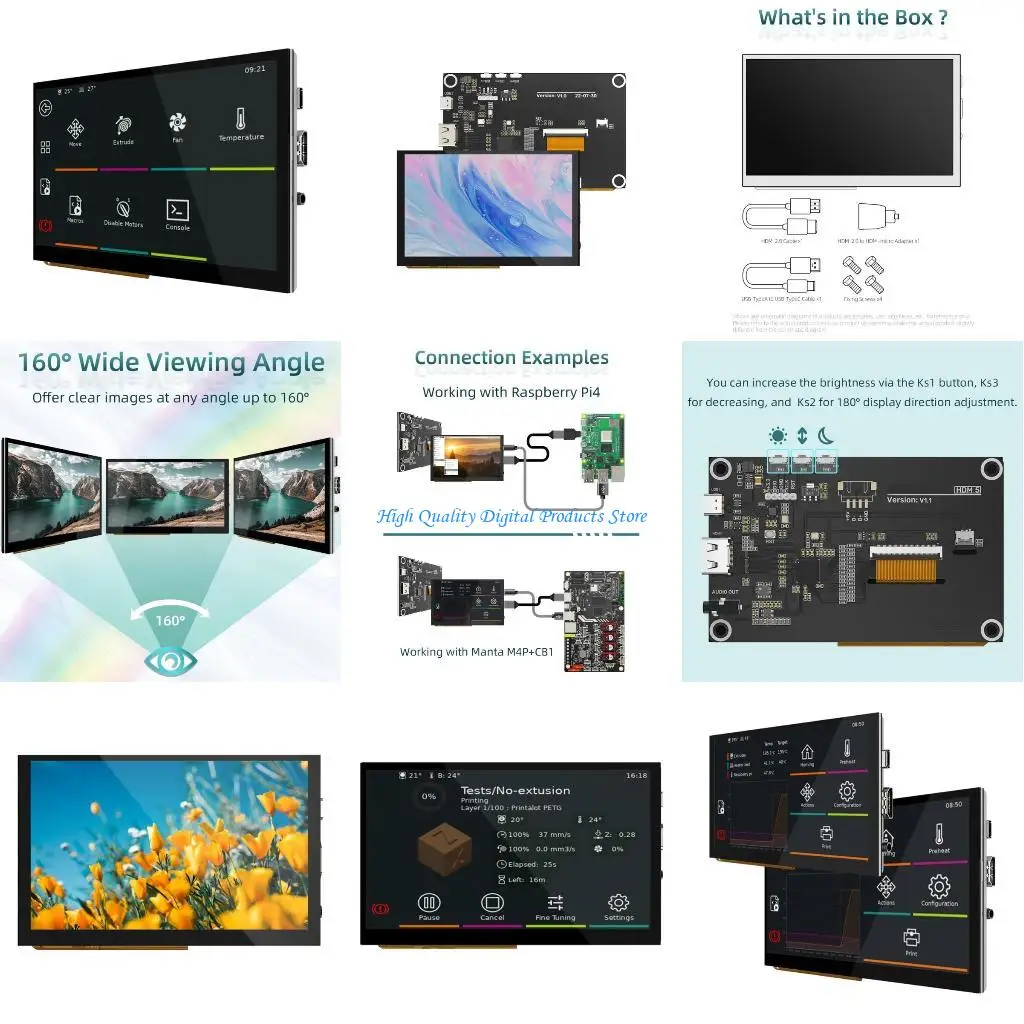 

U2JE 5inch 7inch Capacitive Touches Display HDMI5 HDMI7 Screen Monitor Wide Viewing 5 Point Touches Screen 3.5mm Output