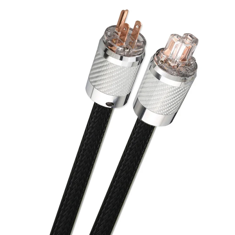 

HiFi аудиофильский кабель питания 10AWG 7N OCC из чистой меди США с вилкой из углеродного волокна C13 C15 для аудио и HiFi