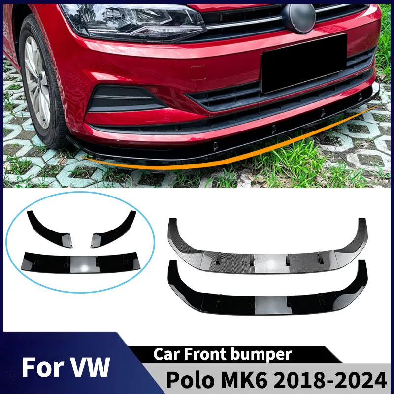 

For VW Polo MK6 2018 2019 2020-2024 Car Front Bumper splitter Lip Accessories Front Blade Diffuser Spoiler body kit Guard Board