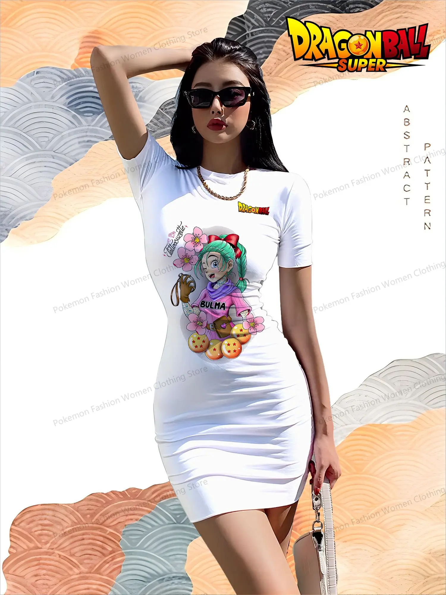 Women's Short Sleeved Hip Dresses Dragon Ball Kakarotto Summer Dress Dames 2024 O Neck Boho Youthful Woman Clothes Y2k S-3XL