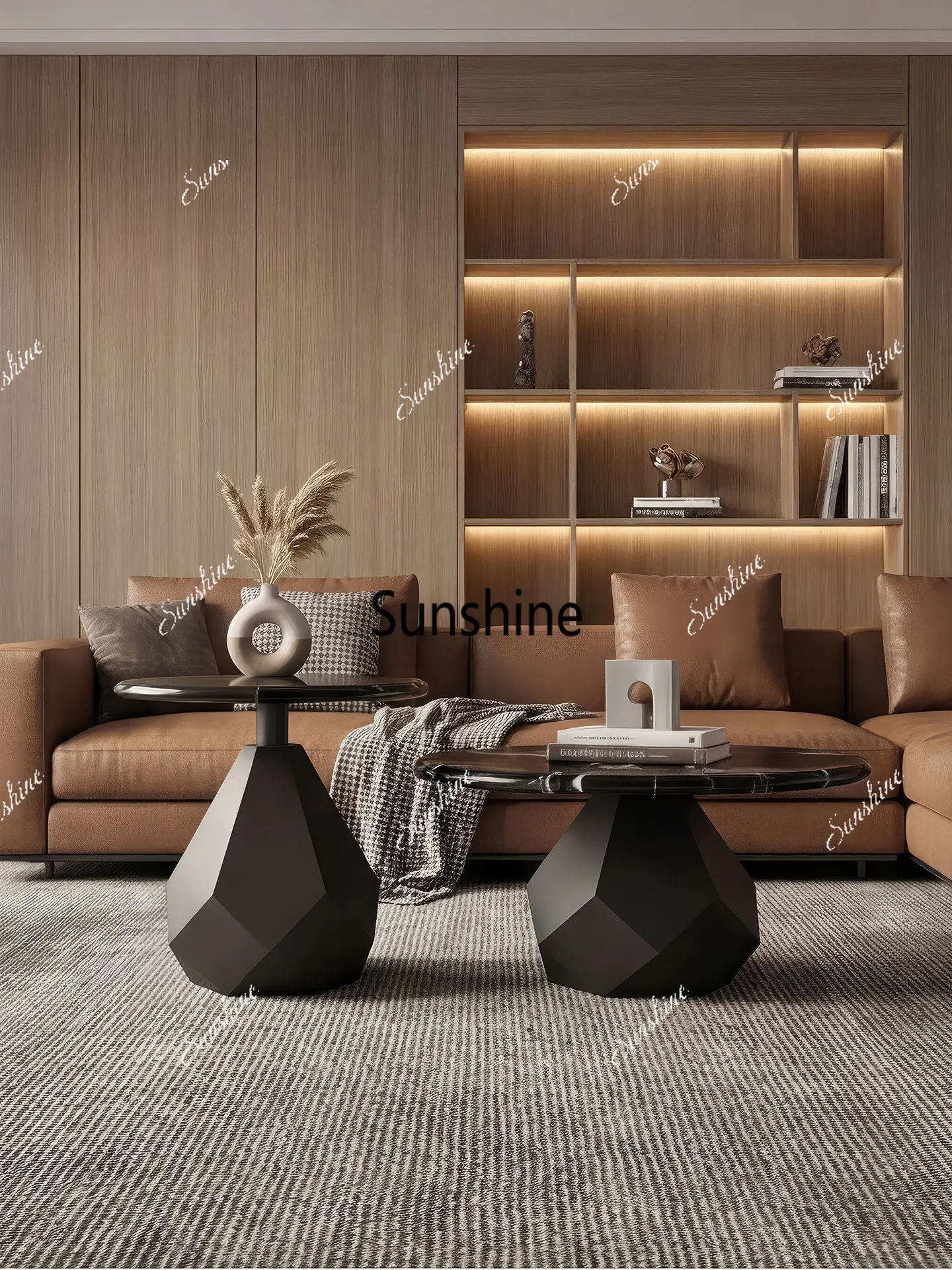 

YLight luxury rock slab coffee table Modern simple oval storage, luxury design quality