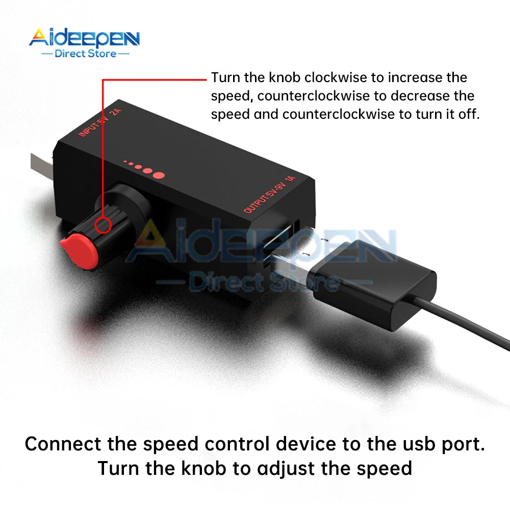 DC5V พัดลม USB ตัวควบคุมความเร็วลมตัวควบคุมปริมาณอากาศโมดูลสวิตช์ลดเสียงรบกวนแบบมัลติฟังก์ชั่น