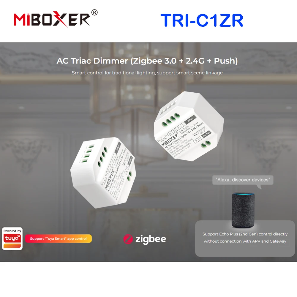 Imagem -04 - Dimmer Miboxer-triac para Lâmpadas Led Push Switch Aplicativo de Suporte e Controle de Voz Zigbee 3.0 2.4g Tri-c1zr ac 110240v