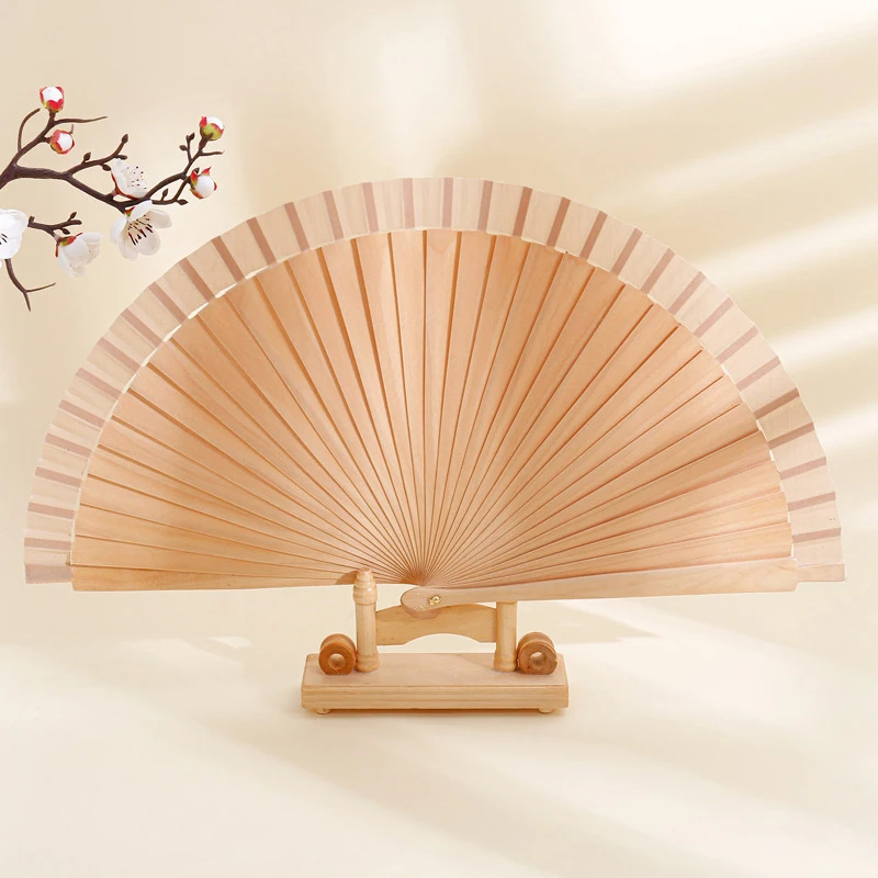 Chinese Style Wooden Folding Fan For Hand-painted Classical Handheld Fan Dance Performance Photography Prop ﻿