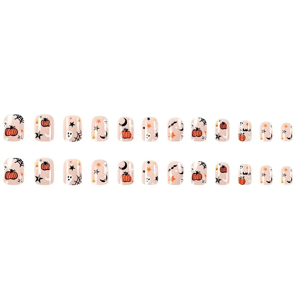 Manicure Halloween False Nails French Funny Pumpkins Press on Nails Detachable Cartoon Nail Tips Women
