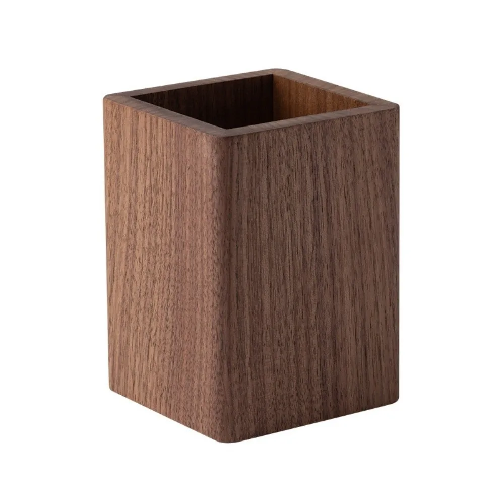 

Beech Walnut Wood Brush Pot Desktop Storage Simple Hickory Wood Pen Holder Smooth Multi-Purpose Makeup Brush Organizer
