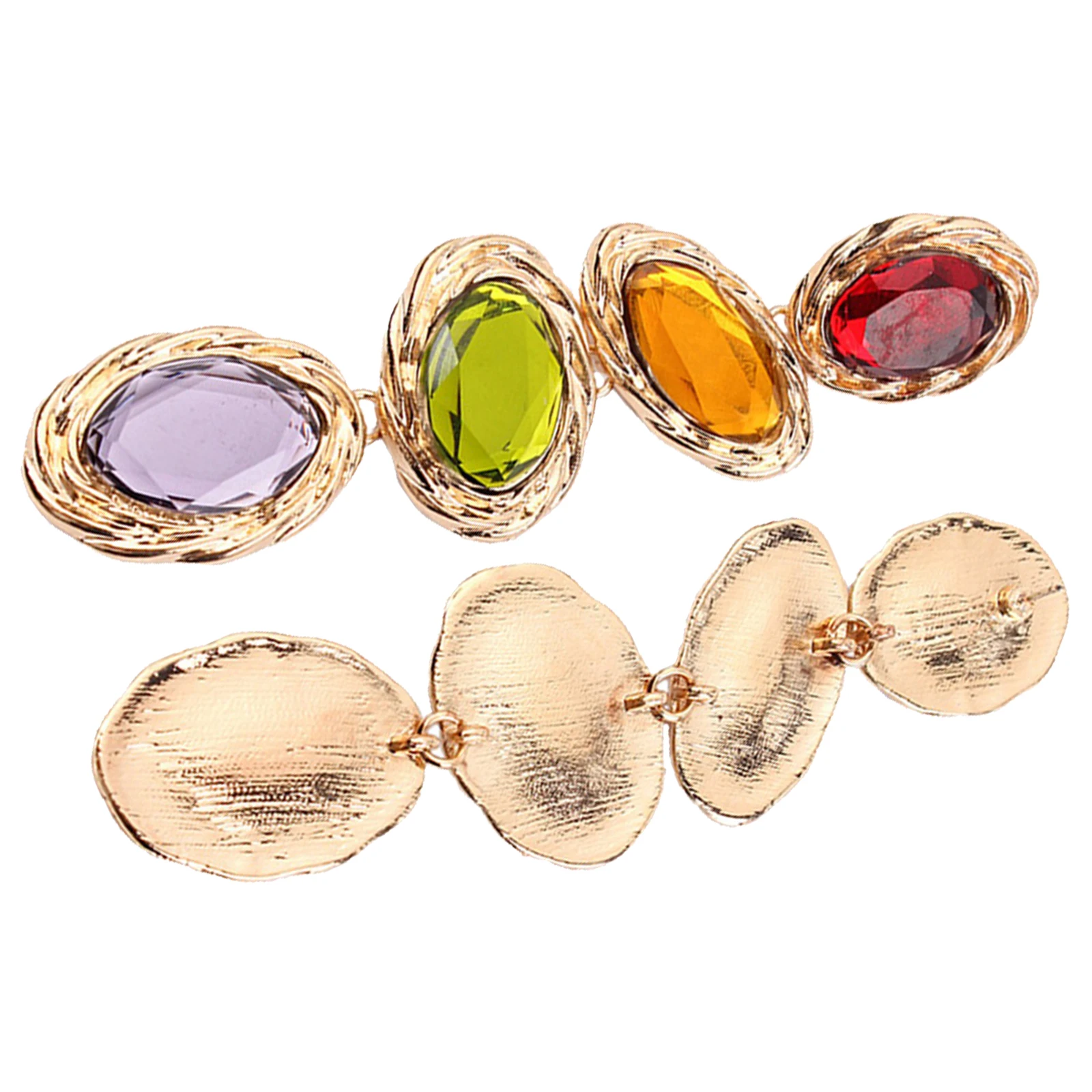 

Vintage Rhinestone Earrings Colorful Long Shining Alloy Drop For Women Party Beach Daily Wear Simple Sparkling Dangle