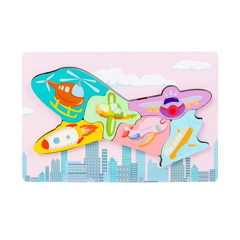 Wooden early education cognitive children's puzzle toys block making creative animal shape matching 3D three-dimensional puzzle