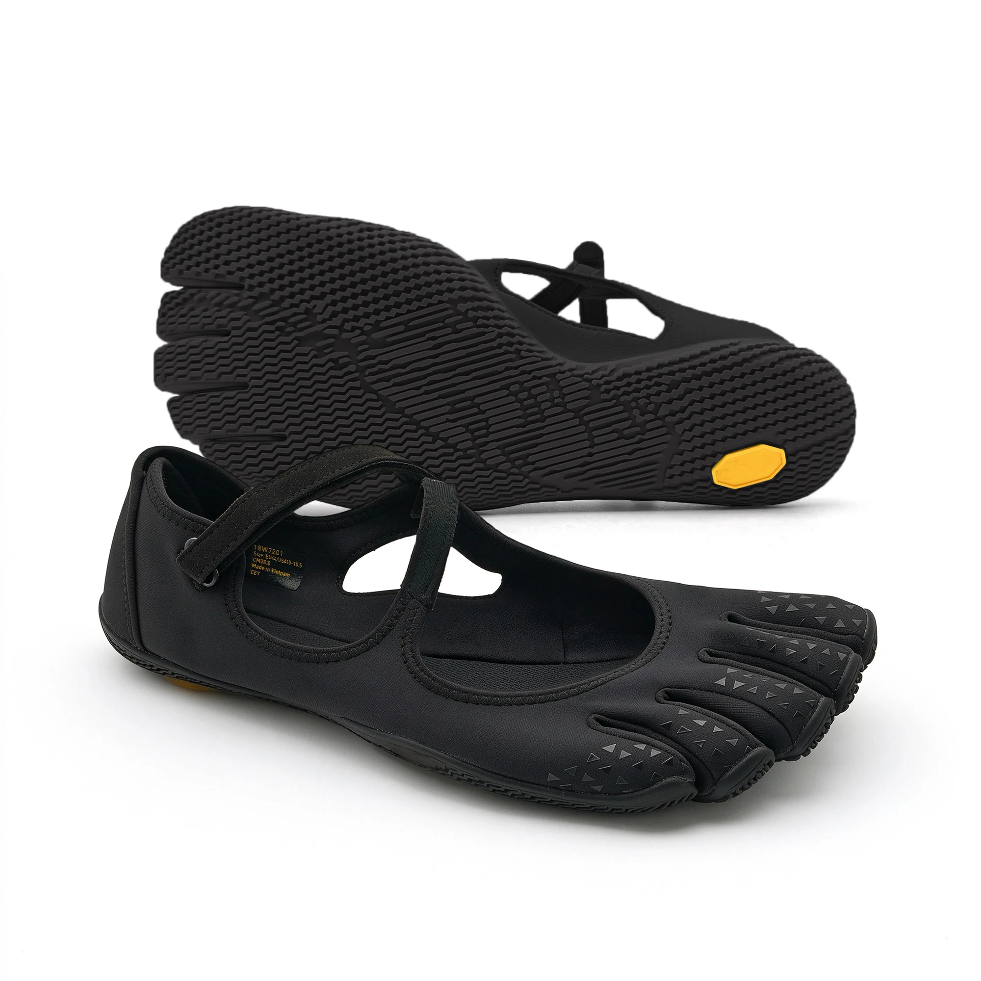 Women Five Toe Barefoot Shoes, Runs Small Size Up 1, Adjustable Instep Strap, Rubber Sole for Yoga Pilates Barre Indoor Training