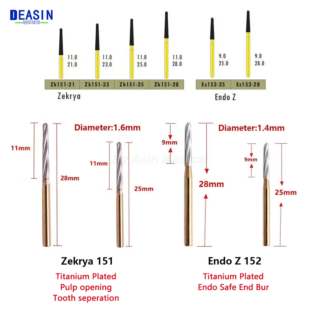 FG Zekrya Carbide Tungsten Bone Cutters Burs Dental Drill Endo Z Tooth Extraction Burs For High Speed Handpiece 21mm 25mm 28mm