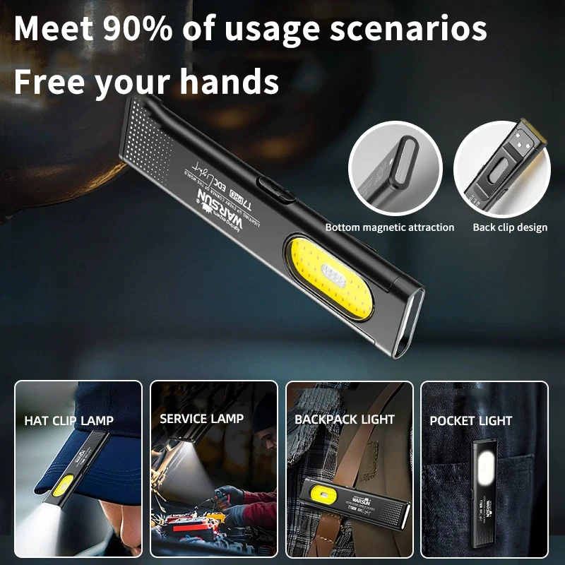 LED Keychain Flashlight USB-C Rechargeable 600Lm Portable Mini Torch Light Pocket Lantern Flood Work Light With Magnet