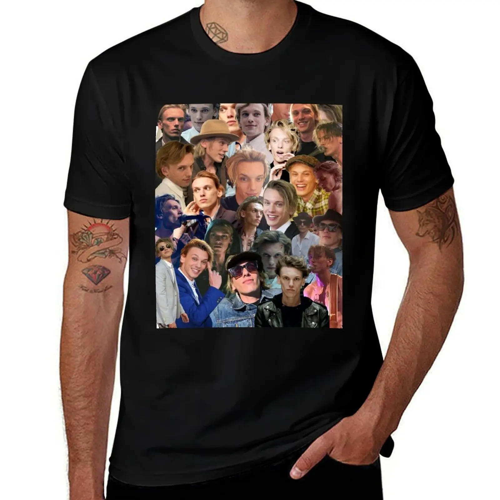 Jamie Campbell Bower Photo Collage T-Shirt Casual Graphic Print Tee