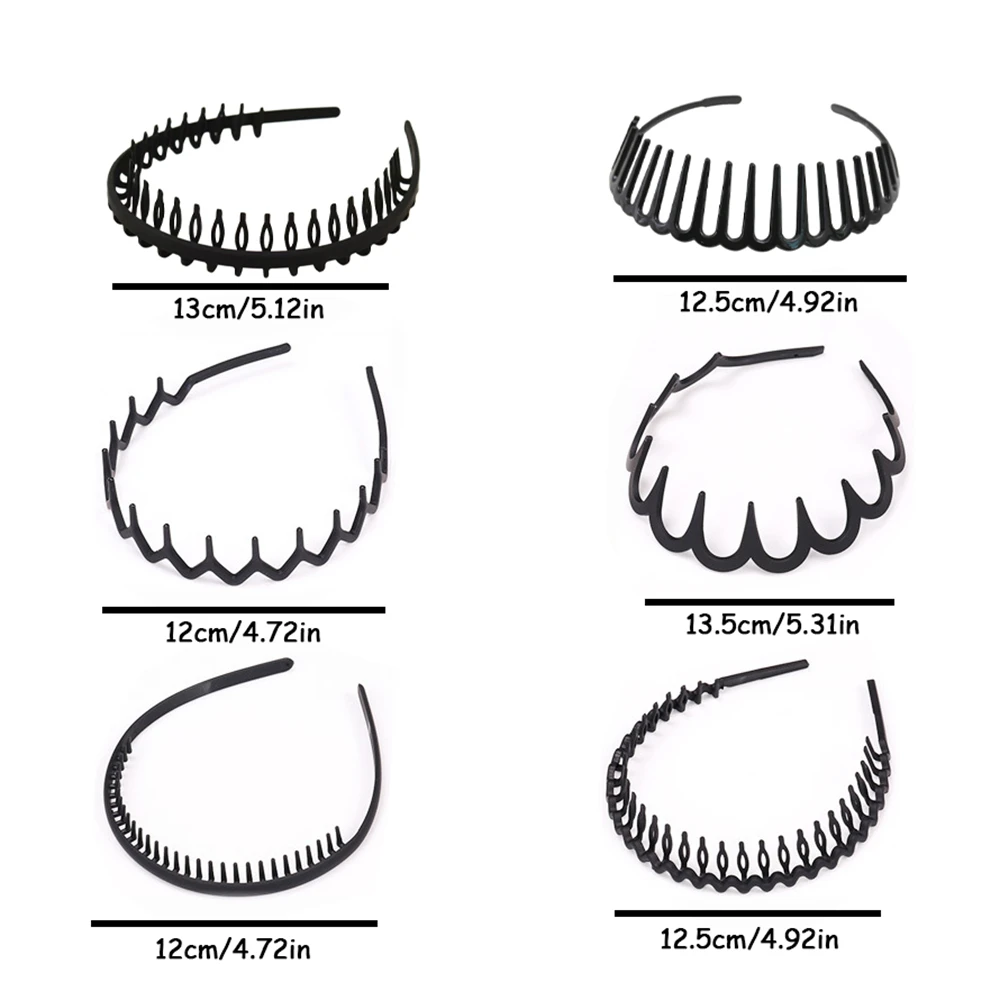 Diadema para el pelo de primavera ondulada de plástico Unisex, diadema negra antideslizante para deportes al aire libre, diadema Simple, tocado para lavado de cara, 1 ud.